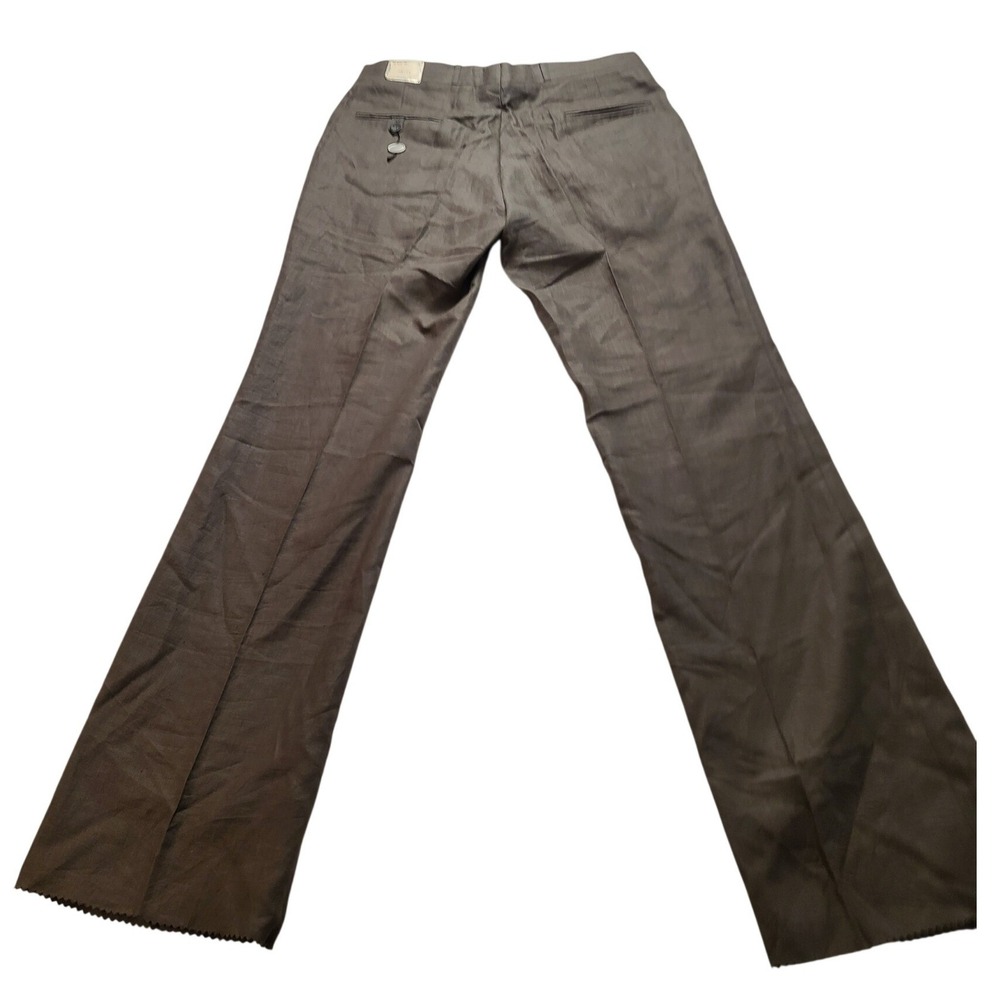 Men's Pleated Linen Trousers 35x33 Charcoal Grey Straight Leg Dress Pants Formal